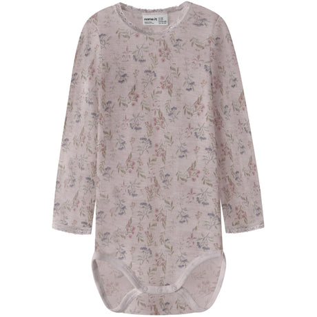 Name It Violet Ice Flowers + Leafs Nmfwang Wool Needle Ls Body