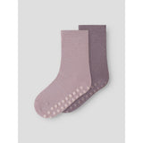 Name It Violet Ice Nmfwak Wo/Bl 2P Socks W/Non Skid
