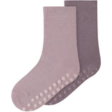Name It Violet Ice Nmfwak Wo/Bl 2P Socks W/Non Skid