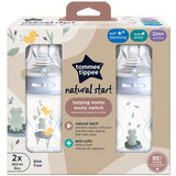 Tommee Tippee Natural Start Baby Bottle 2 X 260 Ml - Deco Blue