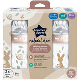 Tommee Tippee Natural Start Baby Bottle 2 X 260 Ml - Deco Pink