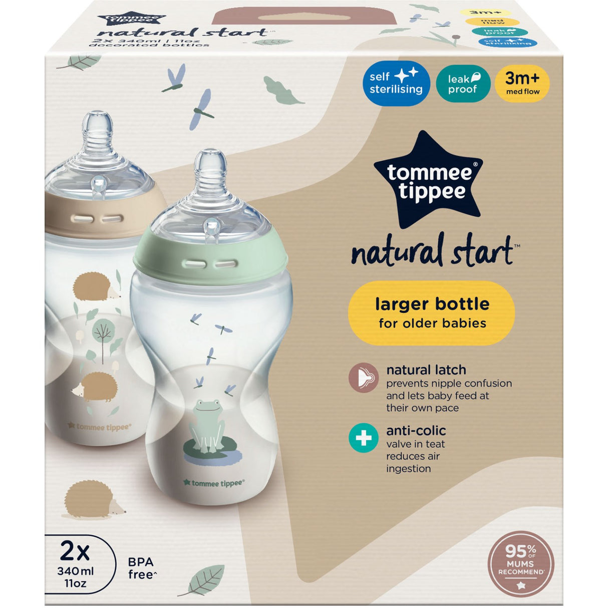 Tommee Tippee Ns 2X 340ml Btl Pond Al Ar