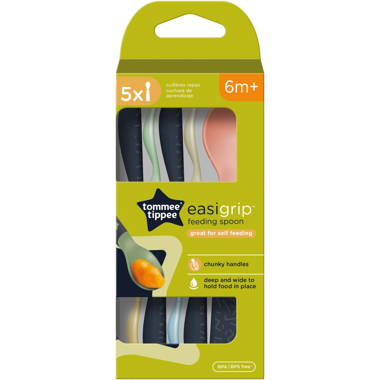 Tommee Tippee 5 X Easigrip Feeding Spoons 6M+