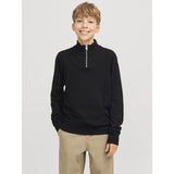 Jack & Jones Junior Black Jjeemil Knit Half Zip Noos Jnr