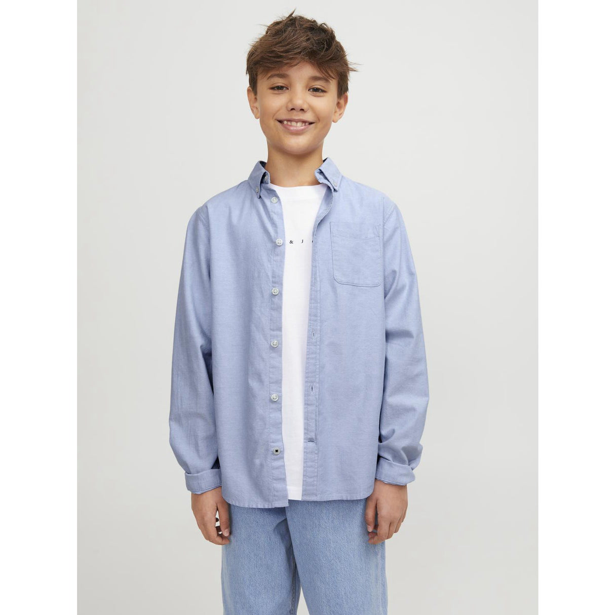 Jack & Jones Junior Cashmere Blue Jjeoxford Shirt L/S Noos Jnr
