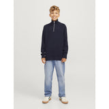 Jack & Jones Junior Night Sky Jprblamilano Stitch Knit Half Zip Jnr