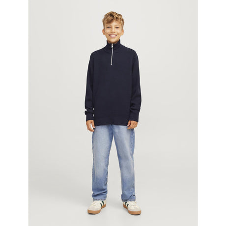 Jack & Jones Junior Night Sky Jprblamilano Stitch Knit Half Zip Jnr