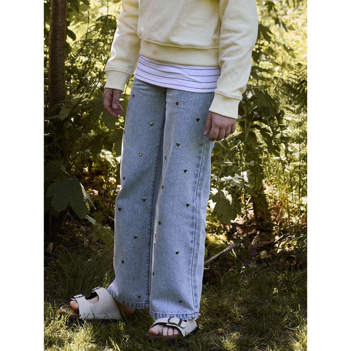 Name It Light Blue Denim Nkfrose Wide Heart Studs Jeans 2021-Za D