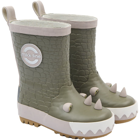 Mikk-Line Dusty Olive Wellies 3D Dragon
