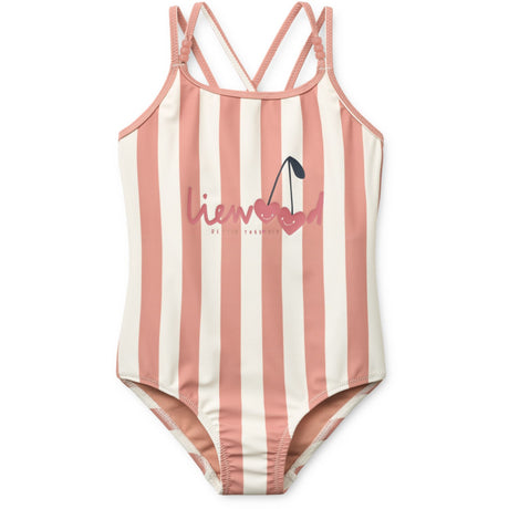 LIEWOOD Coral Blush / Creme De La Creme Stripe Suna Stripe Swimsuit