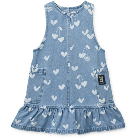 LIEWOOD Sweethearts / Light Blue Denim Angelica Printed Denim Frill Dress