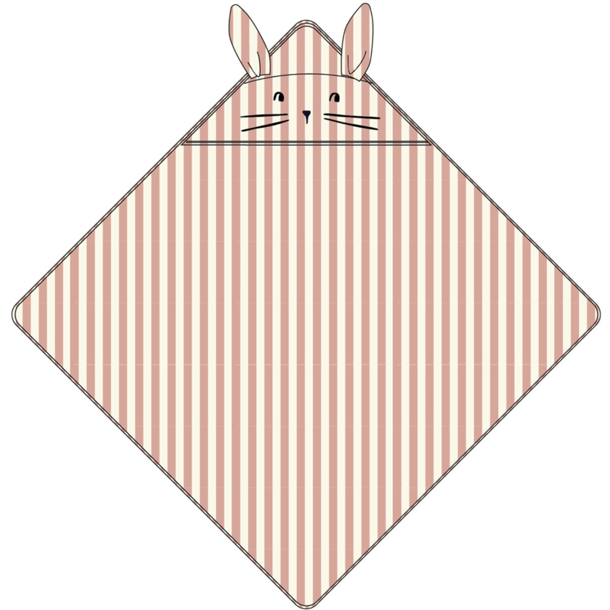 LIEWOOD Coral Blush / Creme De La Creme Stripe Albert Hooded Towel