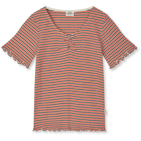Mads Nørgaard Fiery Red/Vanilla Ice 2X2 Cotton Stripe Tiki Tee