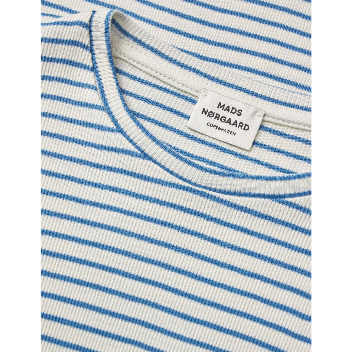 Mads Nørgaard Vanilla Ice/Bright Cobalt 2X2 Cotton Stripe Talino Tee L/S