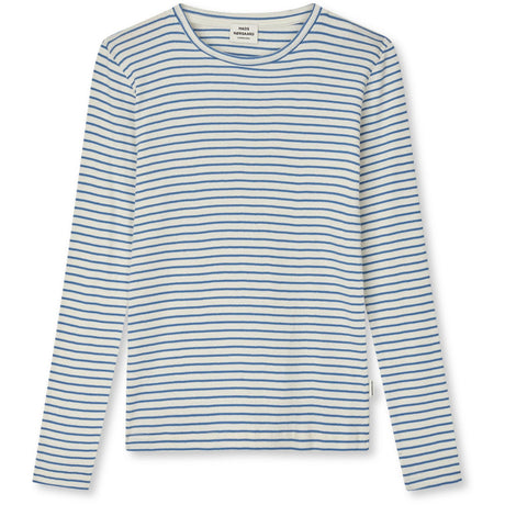 Mads Nørgaard Vanilla Ice/Bright Cobalt 2X2 Cotton Stripe Talino Tee L/S