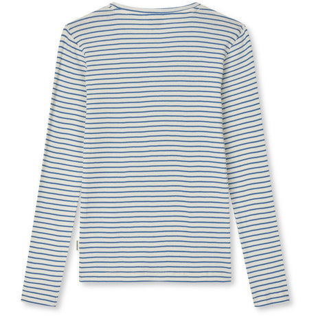 Mads Nørgaard Vanilla Ice/Bright Cobalt 2X2 Cotton Stripe Talino Tee L/S