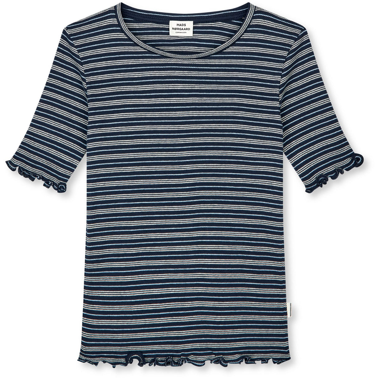 Mads Nørgaard Sky Captain/Vanilla Ice/Cashme 2X2 Cotton Stripe Stripe Tuviana Tee