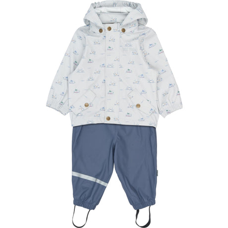 Petit Piao Pearl Blue Boat AOP PPDai Rainwear Set W. Susp.
