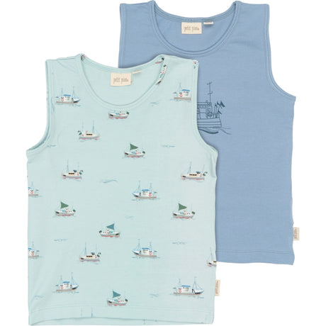 Petit Piao Illusion Blue Boat AOP PPStar Boys Undershirt 2-pack