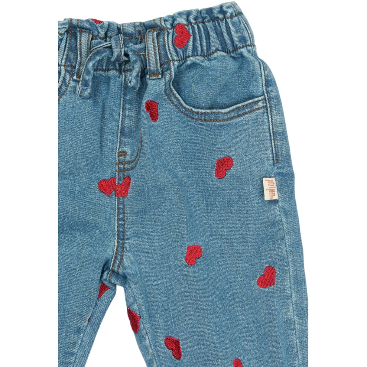 Petit Piao Light Blue Denim EMB PPEva Denim Pants