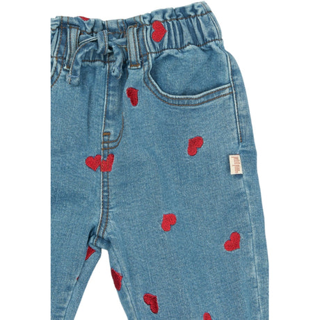 Petit Piao Light Blue Denim EMB PPEva Denim Pants