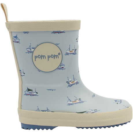 Pom Pom Pearl Blue Boat AOP Bliss Rubber Boot AOP