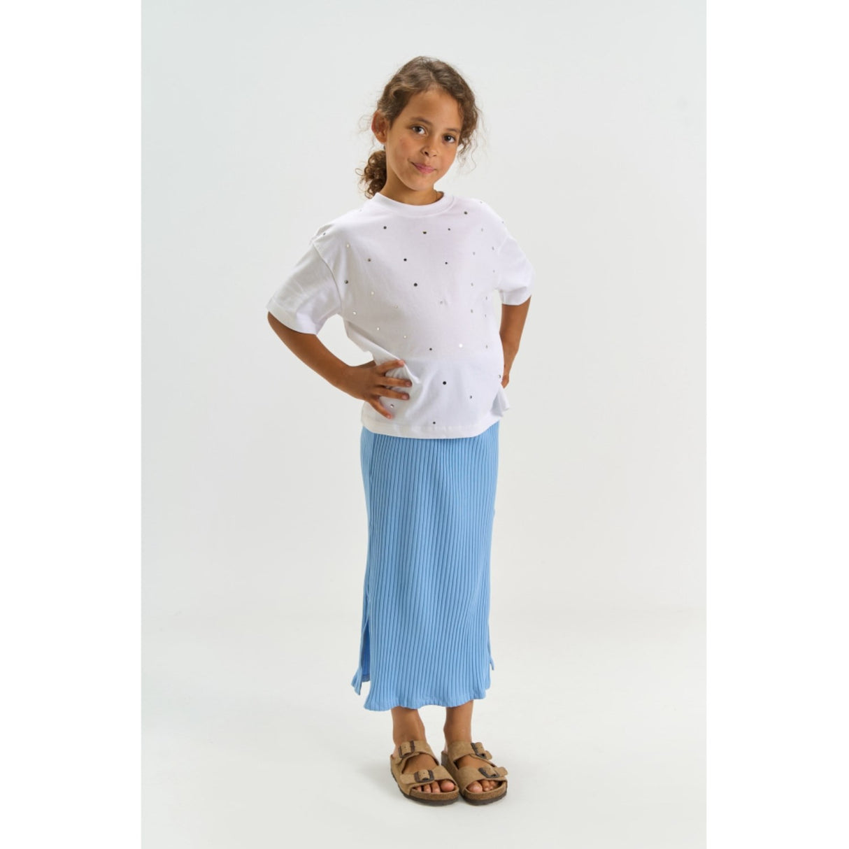 The New Forever Blue Tntove Long Rib Skirt