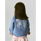 Name It Medium Blue Denim Unicorn Glitter Nmfluna Glitter Dnm Jacket 4577-Im L