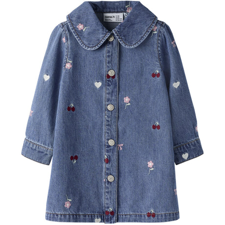 Name It Medium Blue Denim Emb Nmfemily Ls Emb Dnm Dress 4870-Ov L