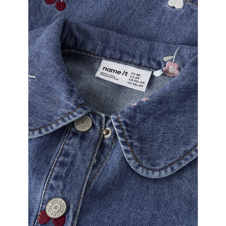 Name It Medium Blue Denim Emb Nmfemily Ls Emb Dnm Dress 4870-Ov L
