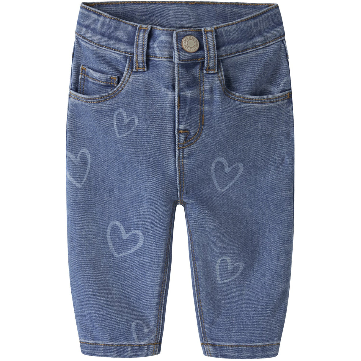 Name It Medium Blue Denim Heart Nbfrose Mom Aop Jeans 4044-On Noos