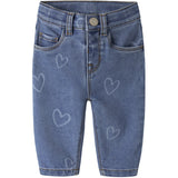 Name It Medium Blue Denim Heart Nbfrose Mom Aop Jeans 4044-On Noos