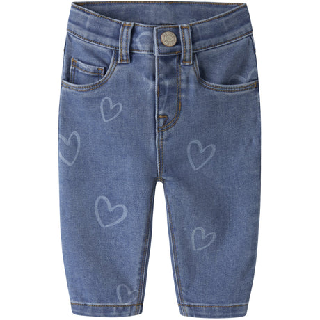 Name It Medium Blue Denim Heart Nbfrose Mom Aop Jeans 4044-On Noos