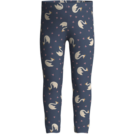 Name It Vintage Indigo Swan Princess Nmfvivian Aop Leggings