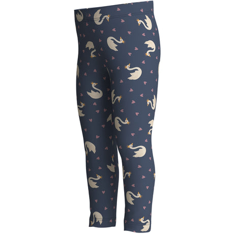 Name It Vintage Indigo Swan Princess Nmfvivian Aop Leggings