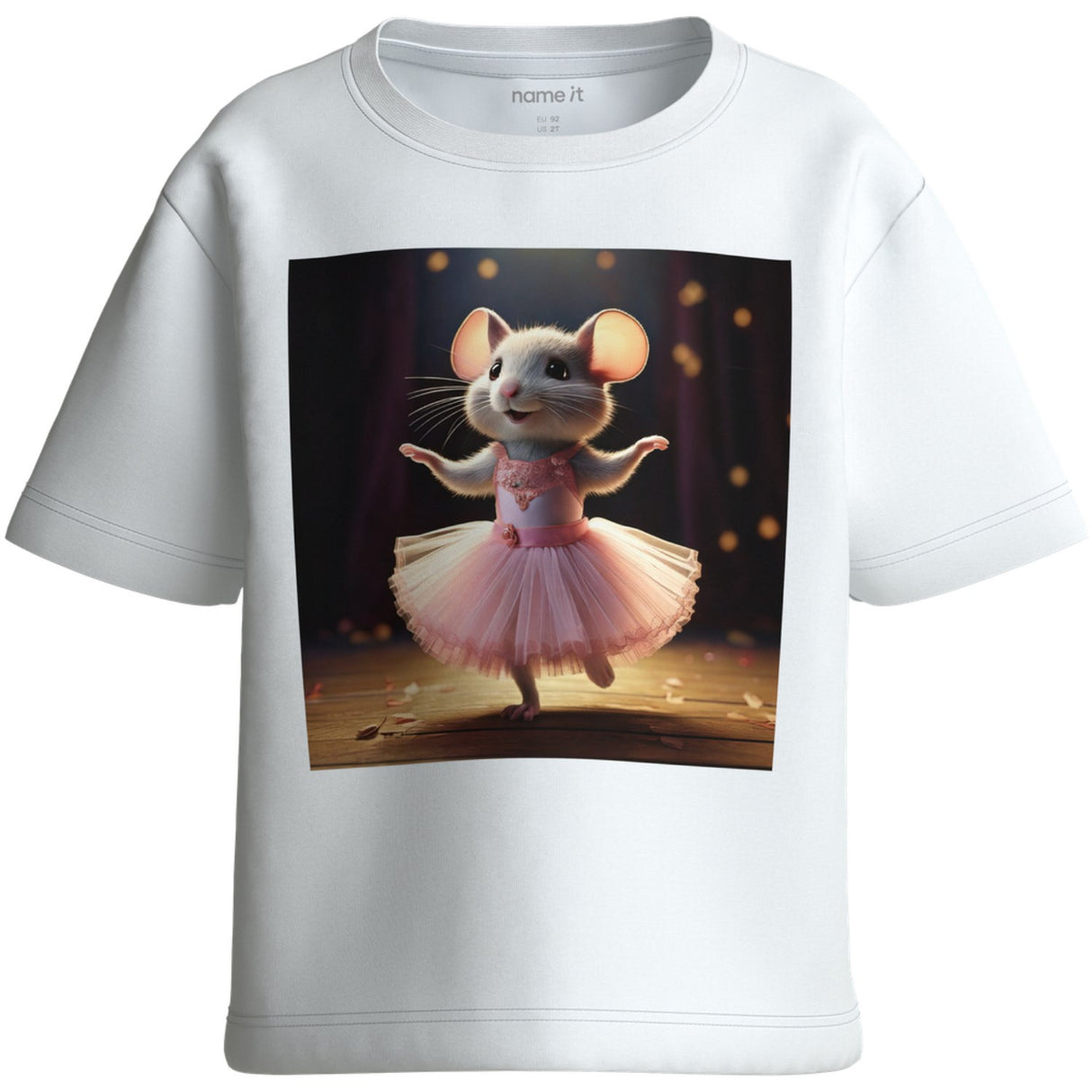 Name It Bright White Ballerina Mouse Nmfvotea Ss Nreg Top