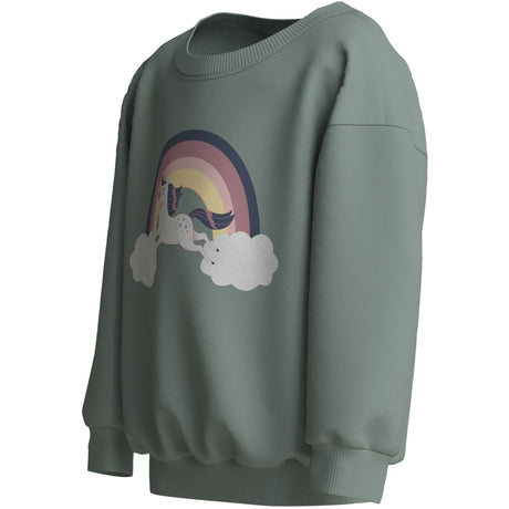 Name It Green Milieu Rainbow Unicorn Nmfvalona Ls Long Rlx Sweat Unb