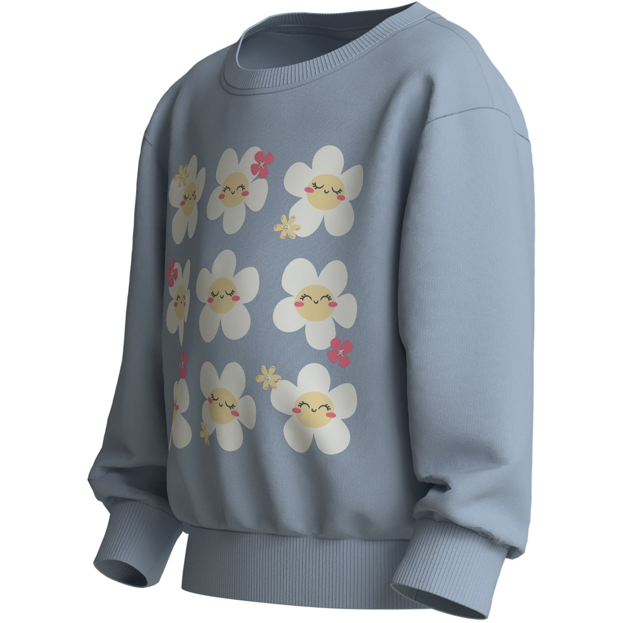 Name It Subdued Blue Happy Flowers Nmfvasacha Ls Nreg Sweat Unb