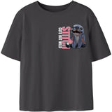 Name It Black Oyster Nkfjynin Stitch Ss Nreg Top Box Wdi