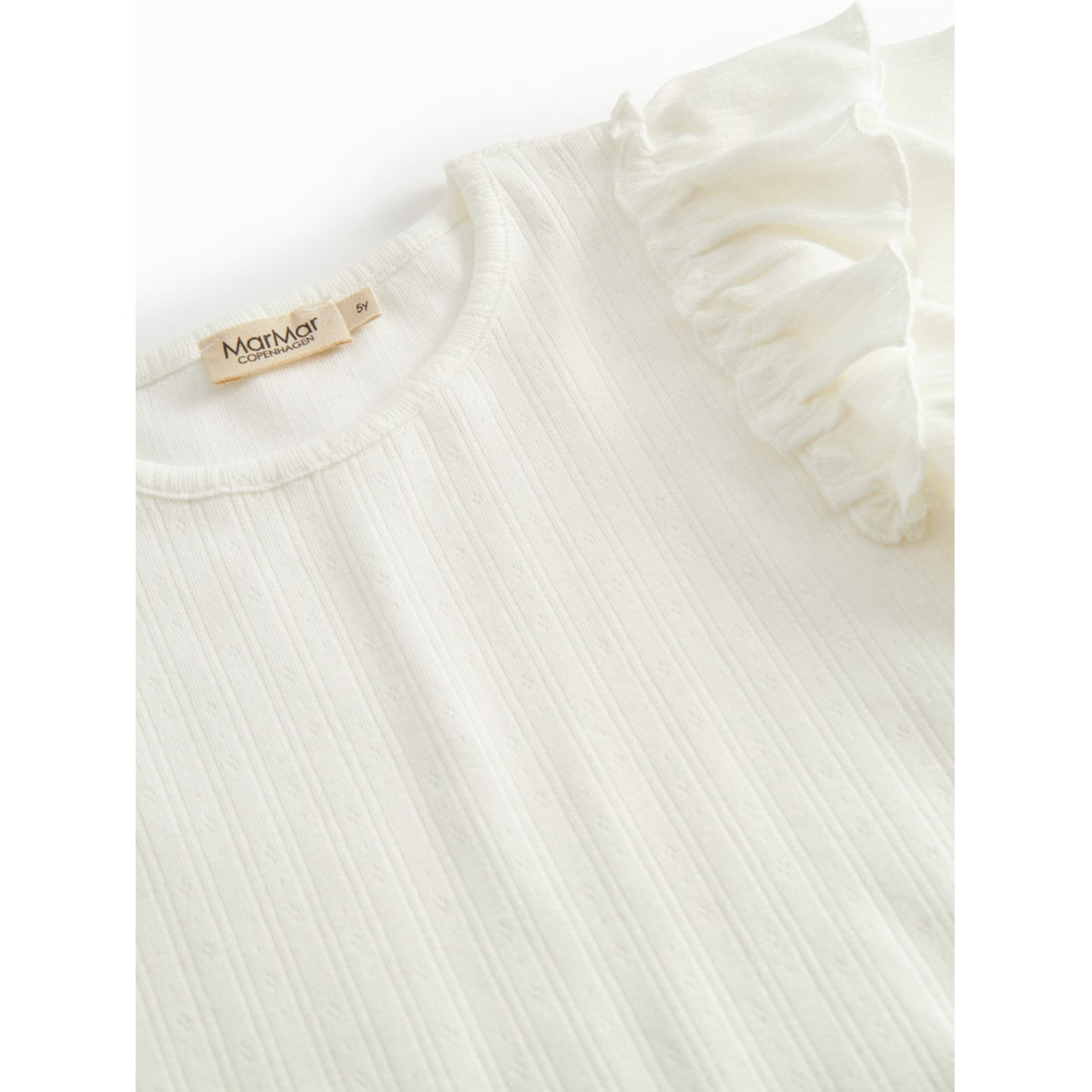 MarMar Modal Pointelle Gentle White Tavora Frill T-shirt
