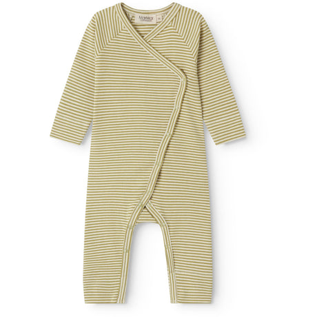 MarMar Newborn Modal Fine Rib Olive Stripe Rikke Onesie