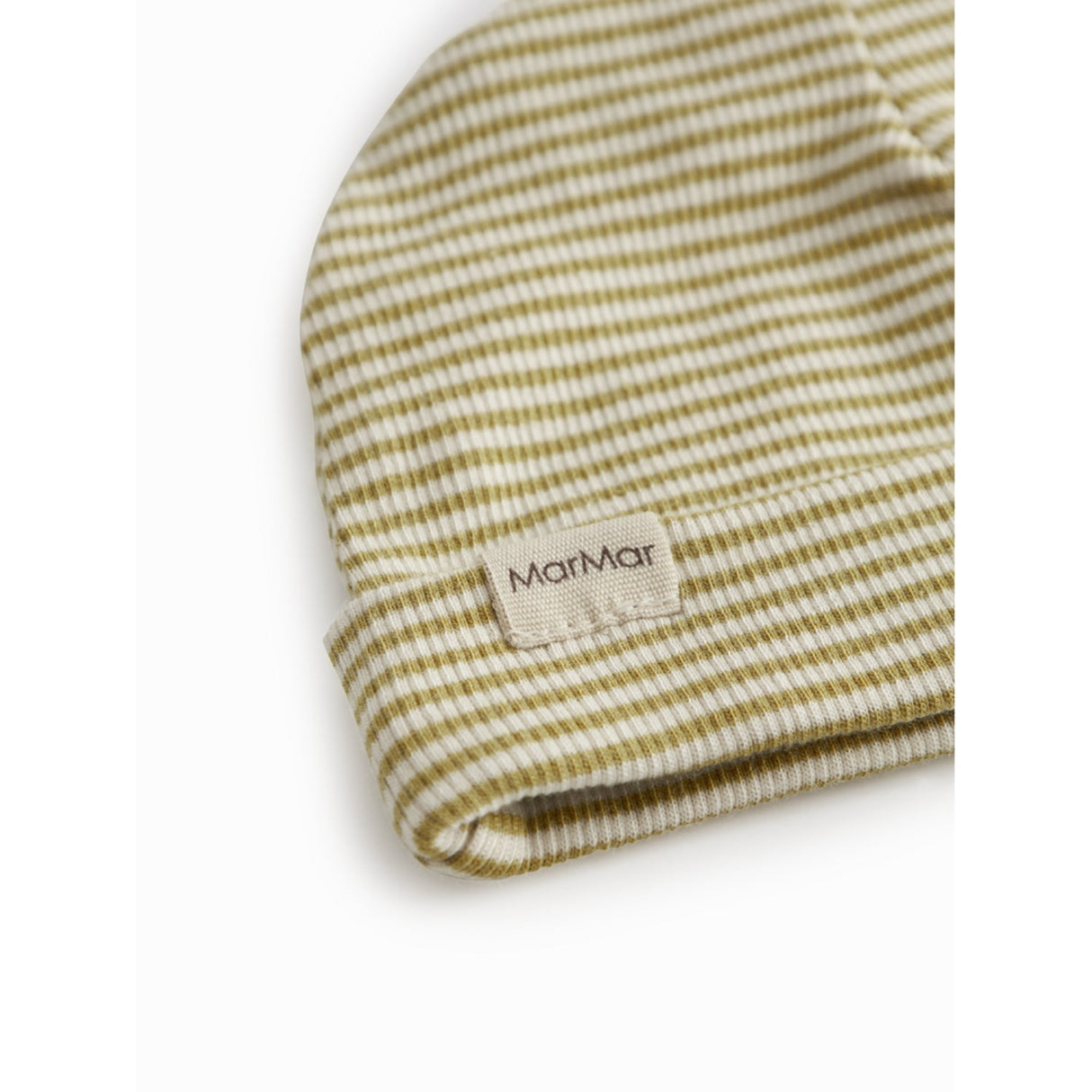 MarMar Newborn Modal Fine Rib Olive Stripe Aiko Hat