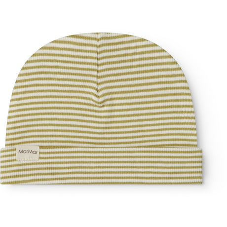 MarMar Newborn Modal Fine Rib Olive Stripe Aiko Hat