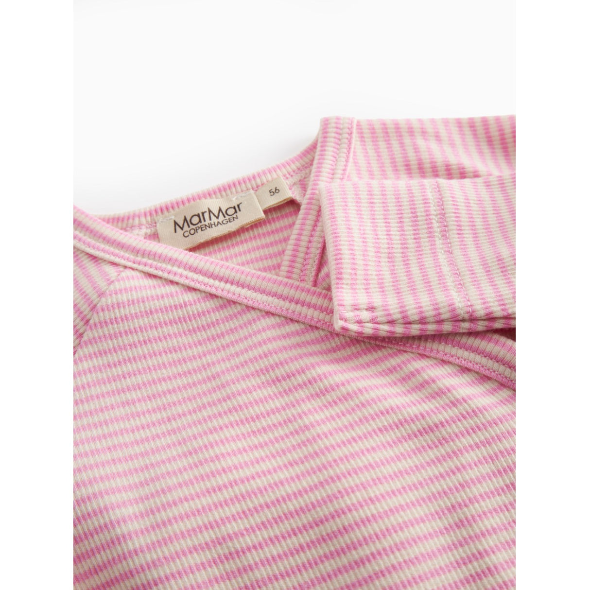 MarMar Newborn Modal Fine Rib Pink Stripe Rikke Onesie
