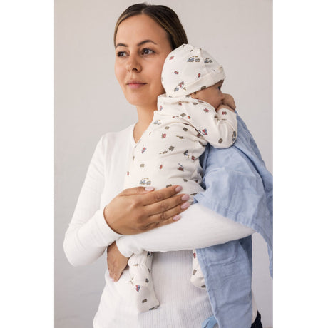 MarMar Newborn Modal Smooth Print Trains Rubello Onesie