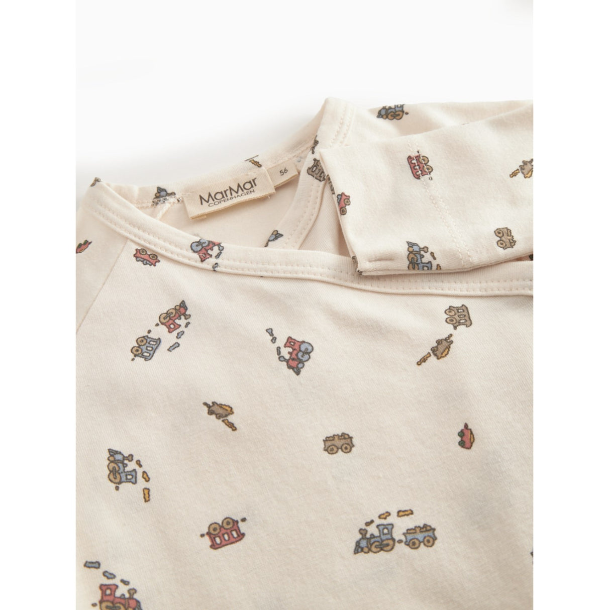 MarMar Newborn Modal Smooth Print Trains Rulo Onesie