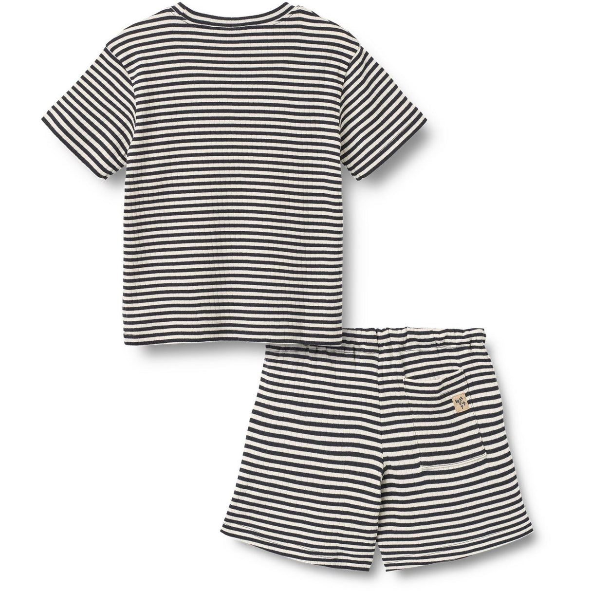 Wheat Navy Rib Stripe Set T-shirt S/S & Shorts Fabian