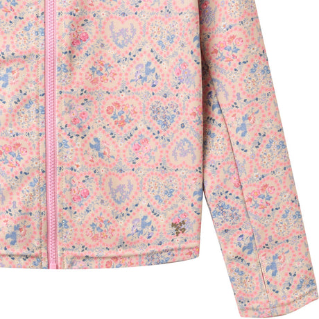 Wheat Pink Heart Flowers Swim T-shirt L/S Zip Ada