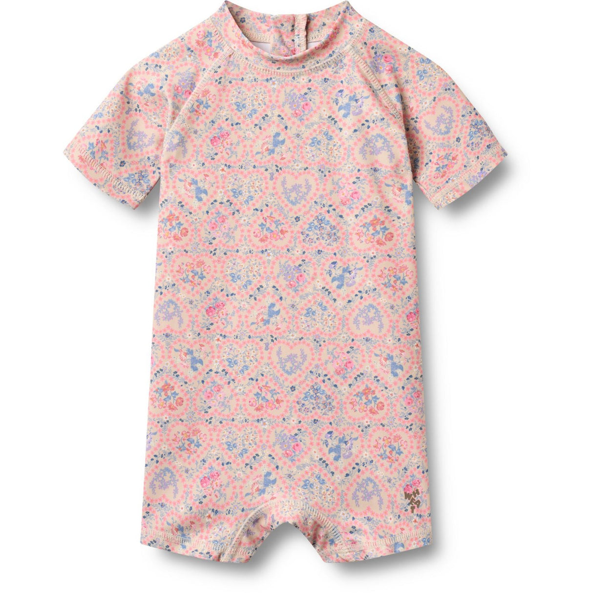 Wheat Pink Heart Flowers Swimsuit S/S Cas