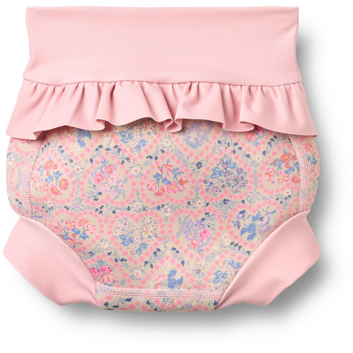 Wheat Pink Heart Flowers Neoprene Swim Pants Rita